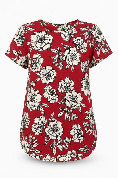 Womens UK Size 10 New Look Red Basic Blouse