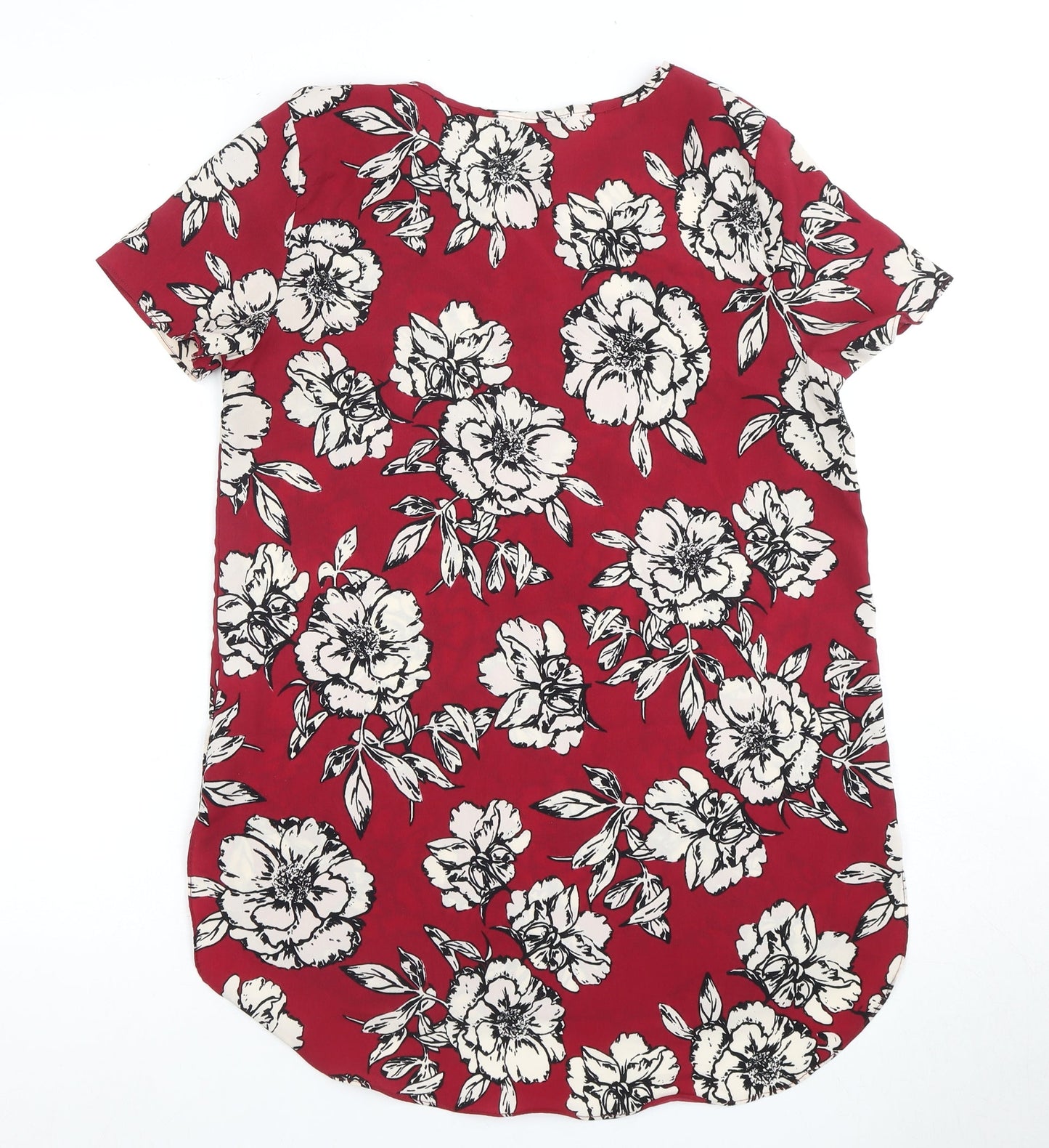 New Look Women's Red Floral Blouse Size 10