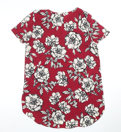 New Look Women's Red Floral Blouse Size 10