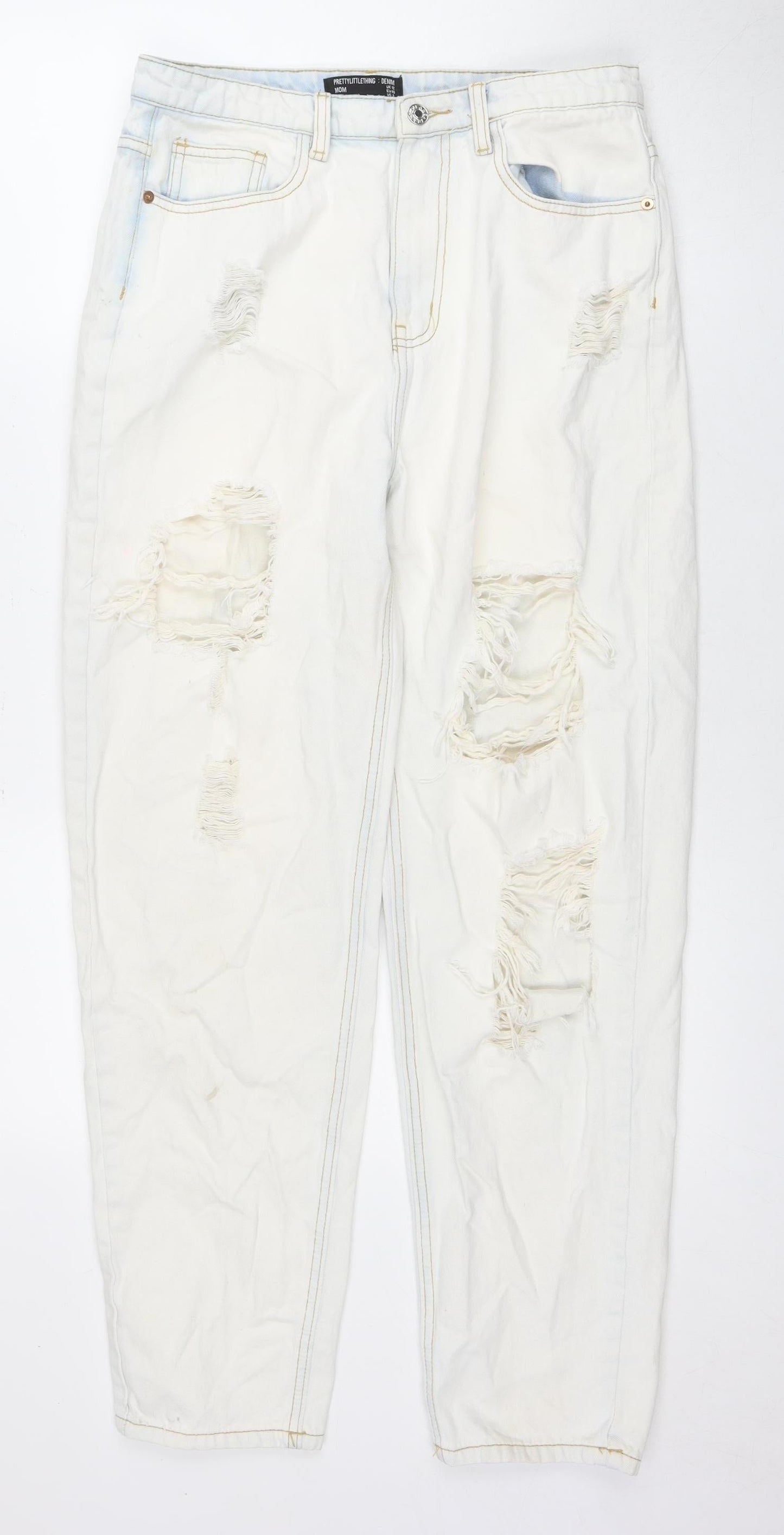 PrettyLittleThing Women’s White Mom Jeans Size 12