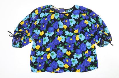 Womens UK Size 12 Zara Basic Multicoloured Tunic Blouse