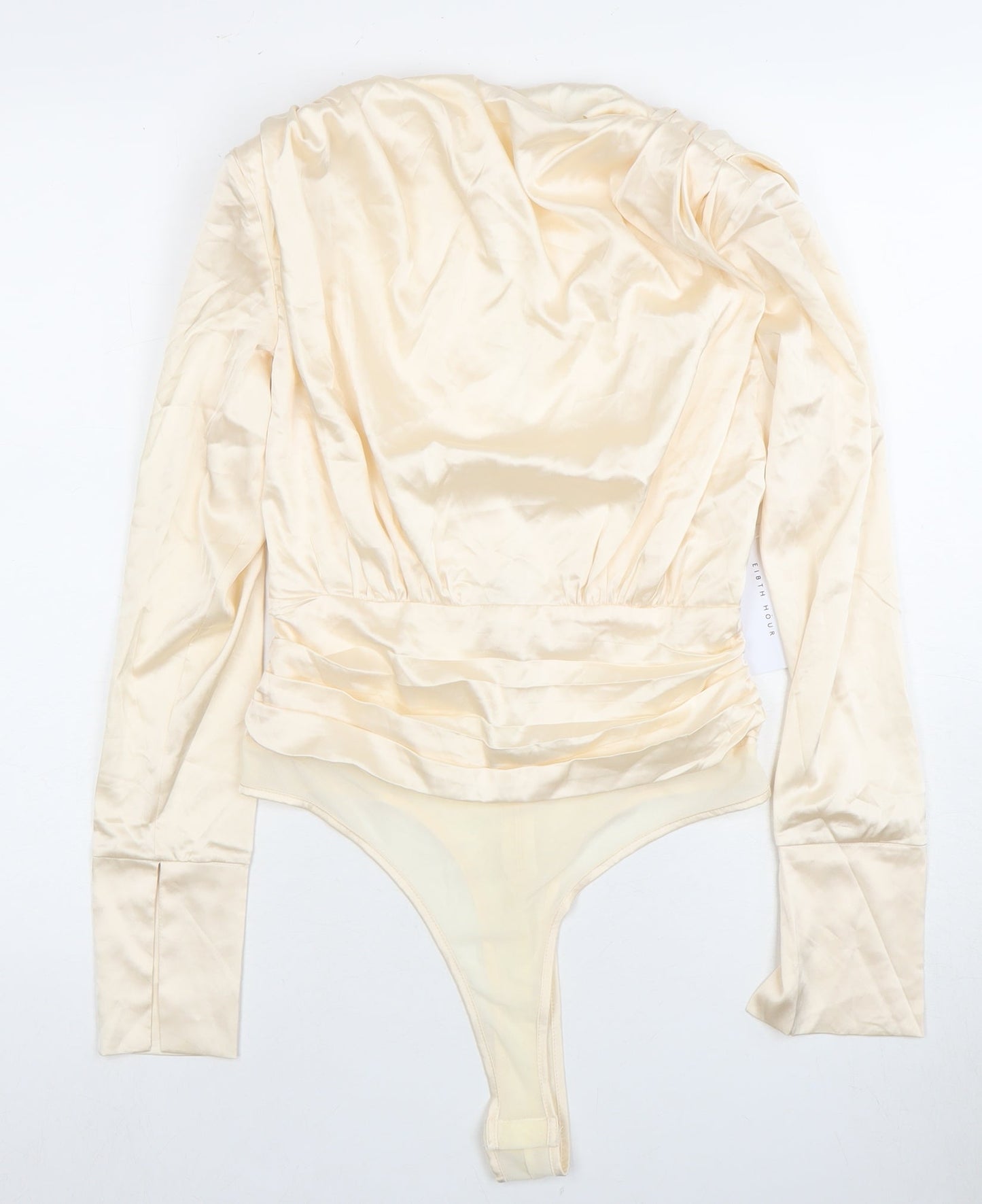 Eighth Hour Women's Beige Long Sleeve Satin Bodysuit