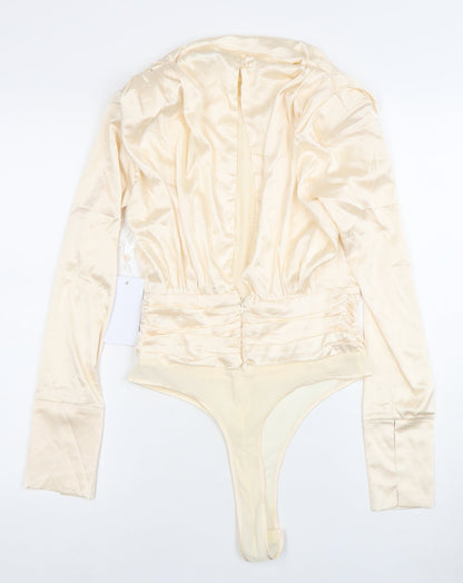Eighth Hour Women's Beige Long Sleeve Satin Bodysuit