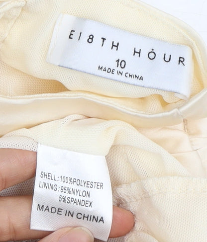 Eighth Hour Women's Beige Long Sleeve Satin Bodysuit