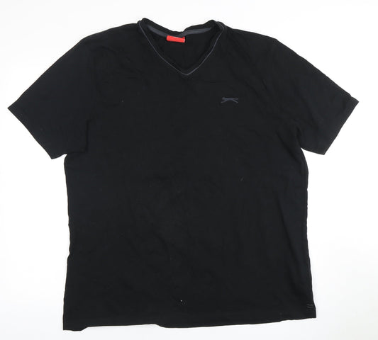 Slazenger Men's Black XL V-Neck Logo T-Shirt