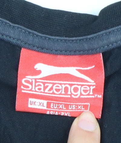 Slazenger Men's Black XL V-Neck Logo T-Shirt