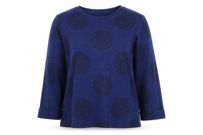 Marks and Spencer Women's Blue Polka Dot Long Sleeve T-Shirt