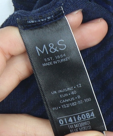 Marks and Spencer Women's Blue Polka Dot Long Sleeve T-Shirt
