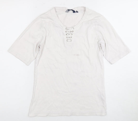 Womens UK Size 10 Isle White Basic T-Shirt
