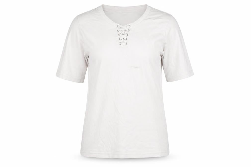 Womens UK Size 10 Isle White Basic T-Shirt
