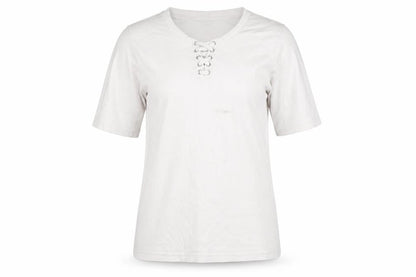 Womens UK Size 10 Isle White Basic T-Shirt