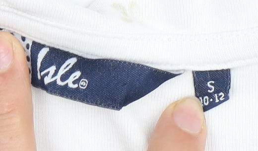 Womens UK Size 10 Isle White Basic T-Shirt