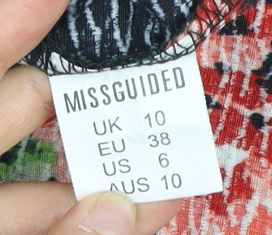 Missguided Floral Black Jersey Dress, Size 10, Women