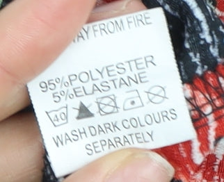 Missguided Floral Black Jersey Dress, Size 10, Women