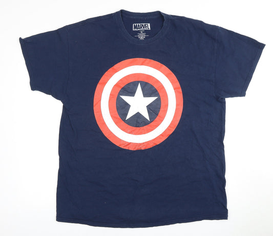 Marvel Men's Blue Captain America XL T-Shirt