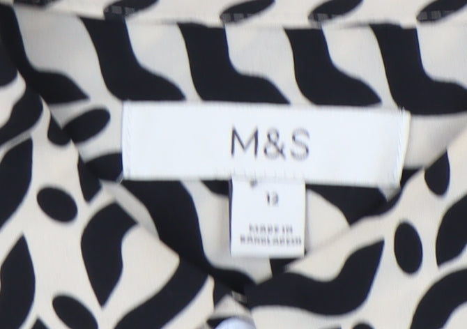 Womens UK Size 12 Marks and Spencer Black Basic Button-Up
