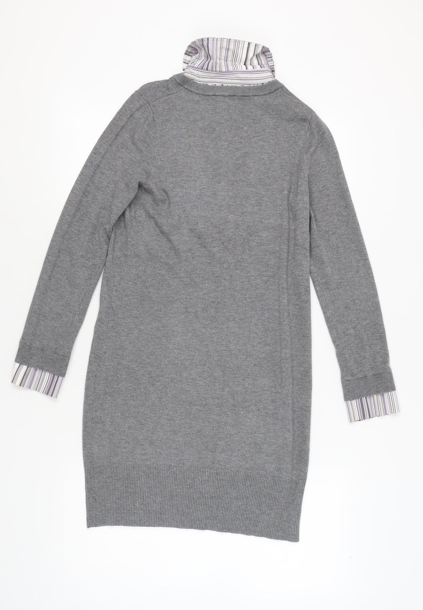 Next Women's Grey Collared Shirt Dress, Size 12 Petites