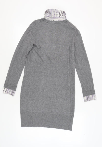 Next Women's Grey Collared Shirt Dress, Size 12 Petites