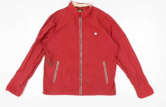 Pretty Green Red Cotton Unisex Jacket, M, Zipped Pockets