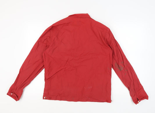 Pretty Green Red Cotton Unisex Jacket, M, Zipped Pockets