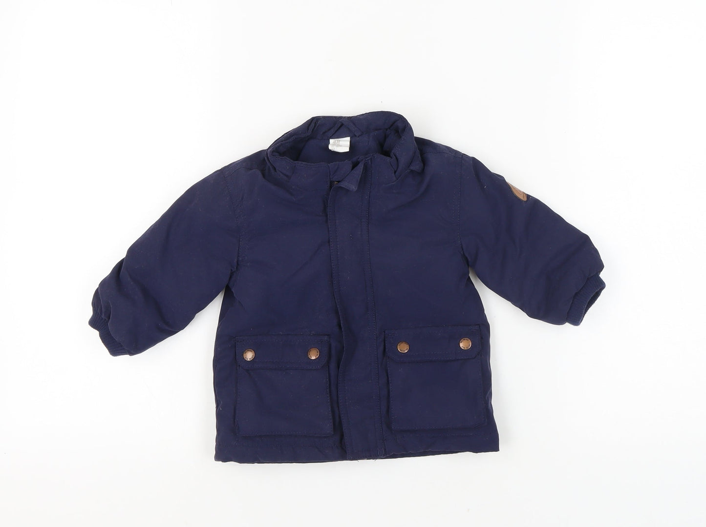 H&M Unisex Baby Blue Jacket 12 Months Lined Hooded