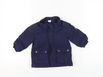 H&M Unisex Baby Blue Jacket 12 Months Lined Hooded