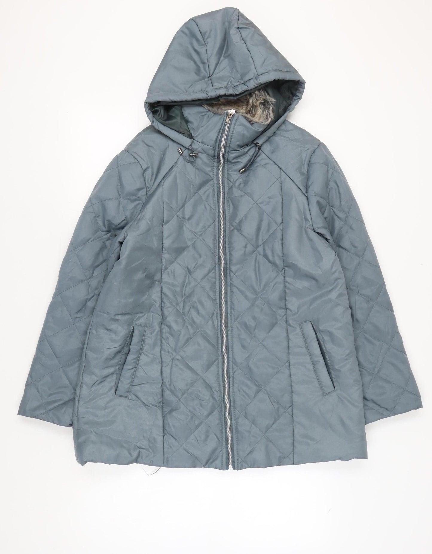 Womens UK Size M Anne de Lancay Blue Quilted Coat
