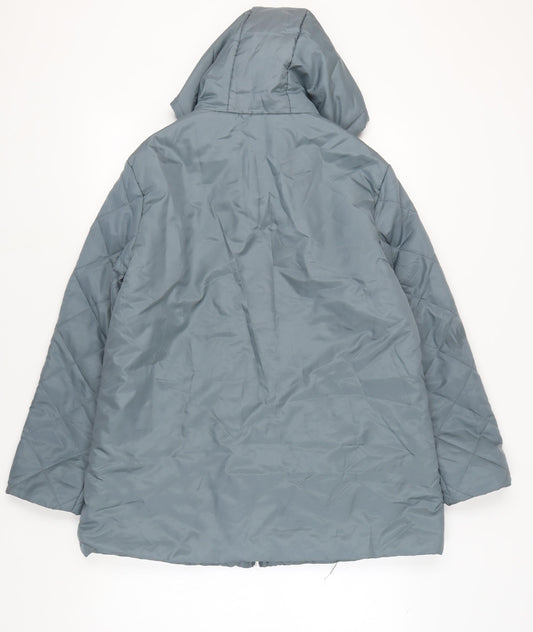 Womens UK Size M Anne de Lancay Blue Quilted Coat