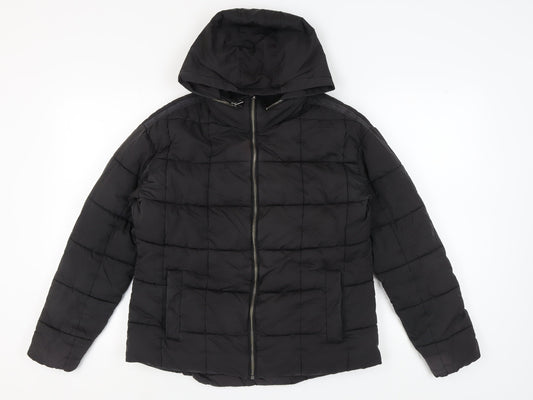 Fat Face Women's Black Puffer Jacket UK 10 Hooded Winter