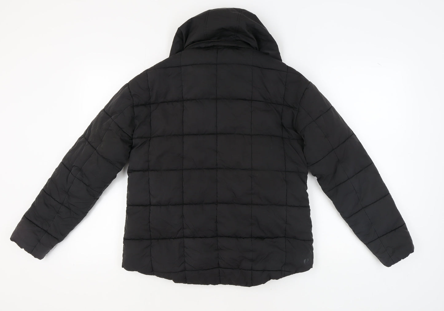 Fat Face Women's Black Puffer Jacket UK 10 Hooded Winter