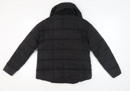 Fat Face Women's Black Puffer Jacket UK 10 Hooded Winter