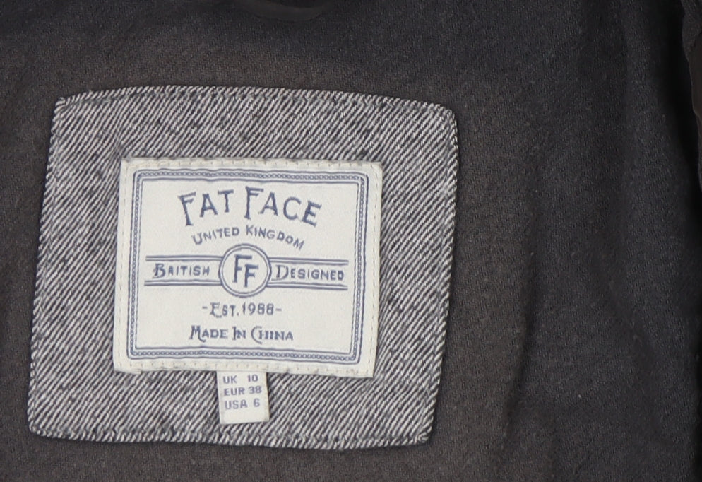 Fat Face Women's Black Puffer Jacket UK 10 Hooded Winter