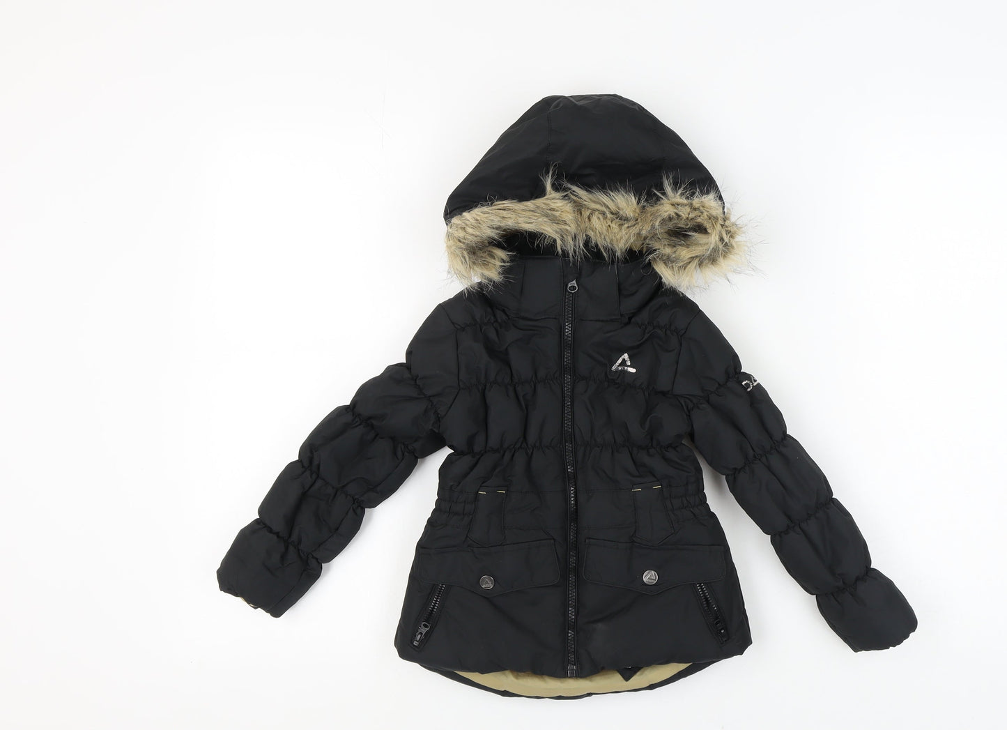 Dare 2b Boys Black Puffer Jacket with Fur Trim 3-4 Years