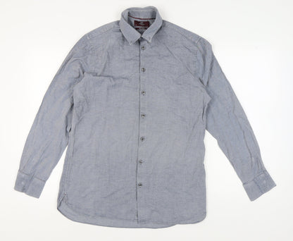 Marks and Spencer Grey Men's Long Sleeve Shirt, 16