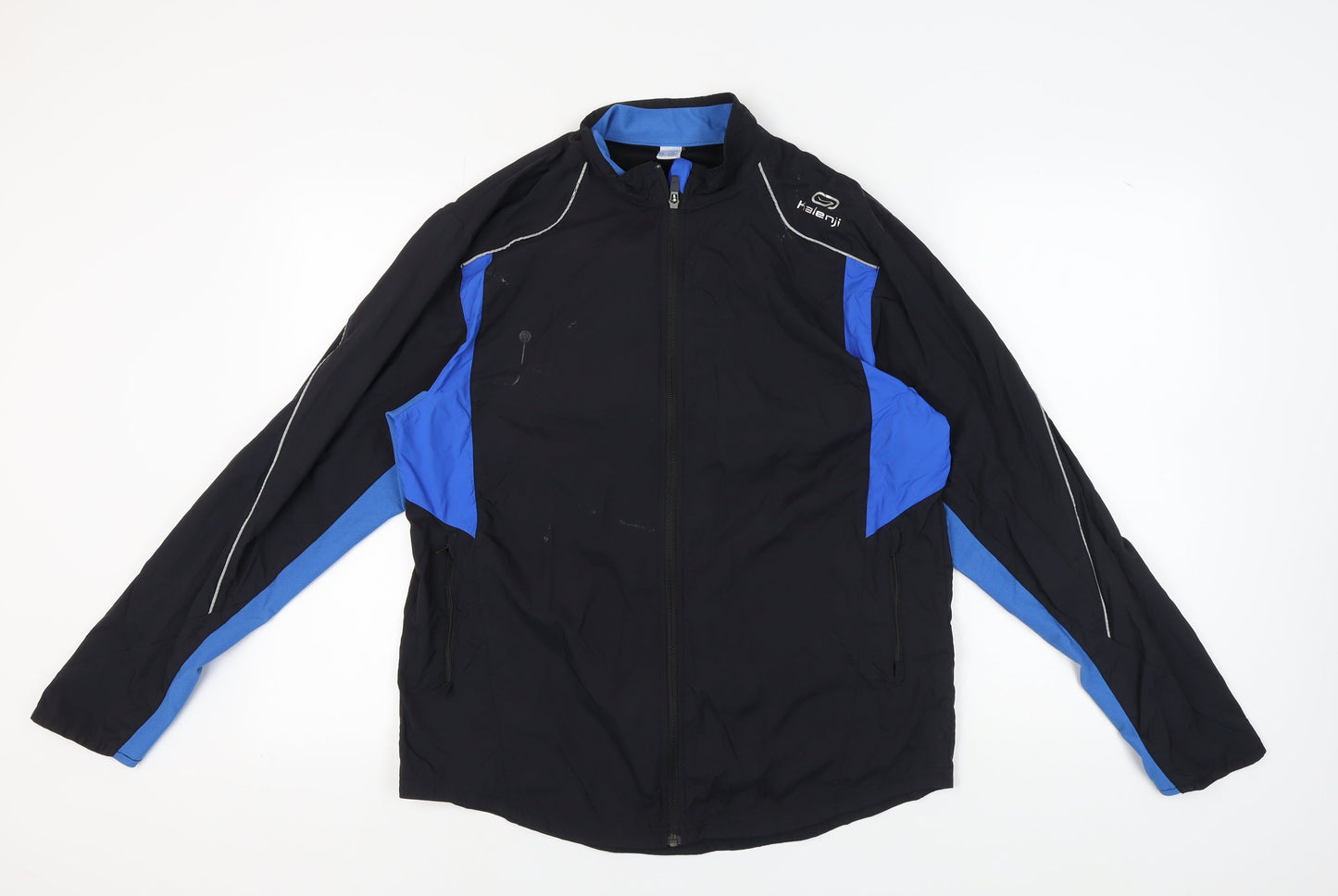 Kalenji Men's XL Black/Blue Track Jacket Reflective