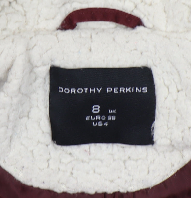 Womens UK Size 8 Dorothy Perkins Red Parka Coat