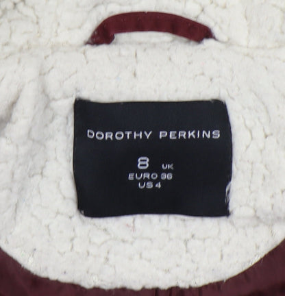 Womens UK Size 8 Dorothy Perkins Red Parka Coat
