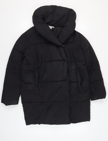 Womens UK Size 8 H&M Black Puffer Jacket