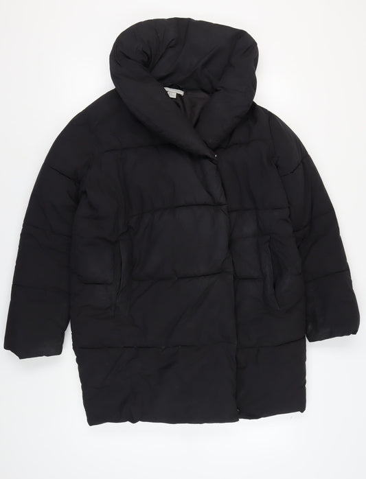 Womens UK Size 8 H&M Black Puffer Jacket