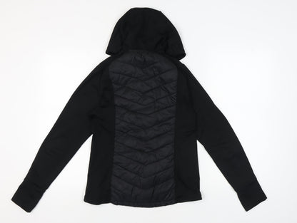 H&M Women's Black Hooded Jacket Size 12