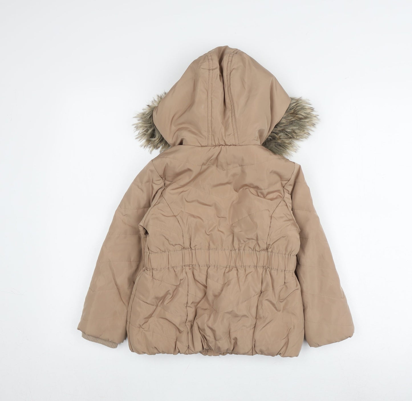 John Lewis Girls Beige Hooded Puffer Jacket - Size 5