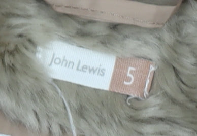 John Lewis Girls Beige Hooded Puffer Jacket - Size 5
