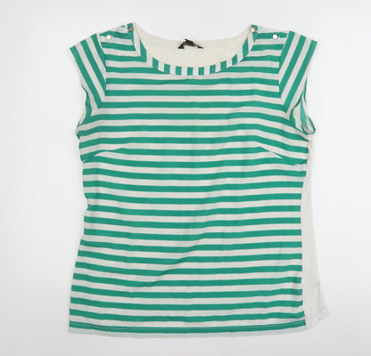Banana Republic Women's Striped Blouse L, Green/White