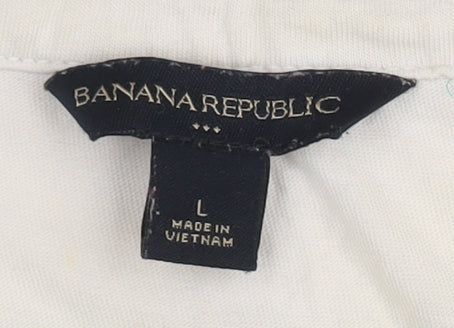 Banana Republic Women's Striped Blouse L, Green/White