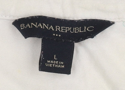 Banana Republic Women's Striped Blouse L, Green/White