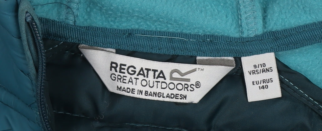 Regatta Girls Blue Puffer Jacket 10Y Hooded Casual Outerwear