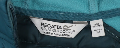 Regatta Girls Blue Puffer Jacket 10Y Hooded Casual Outerwear