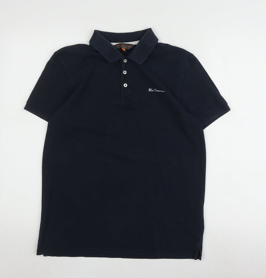 Ben Sherman Men's Black Cotton Polo Shirt Size S