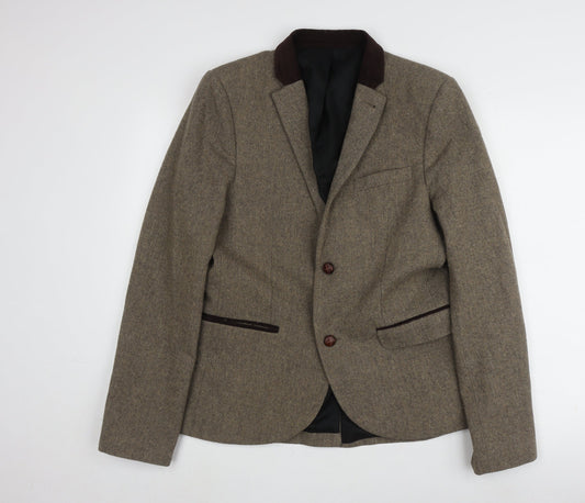 Mens UK Size 40 Topman Regular Brown Suit Jacket