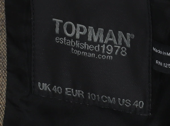 Mens UK Size 40 Topman Regular Brown Suit Jacket